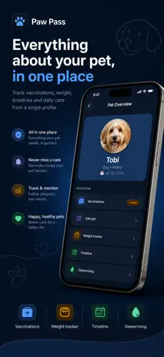 Mein Pfoten Pass App Dashboard mit Haustier&uuml;bersicht